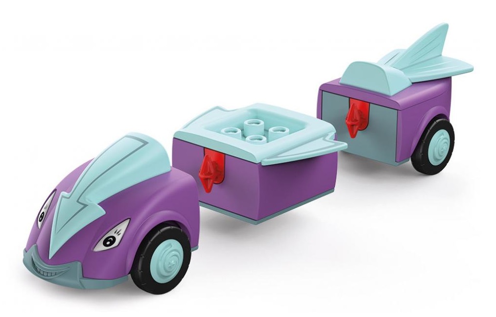 Siku Toddys Jim Jumpy - Veicolo Componibile a 3 Parti con Figurina Mobile e Motore a Frizione, Viola/Turchese, per Bambini dai 12 Mesi