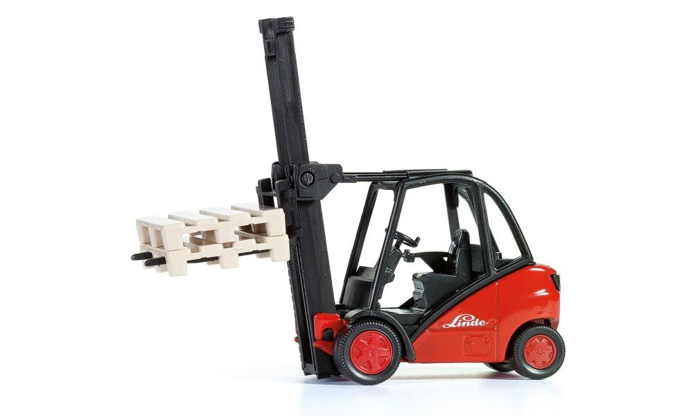 Siku 1722 Carrello Elevatore a Forche Linde 1:50 in Metallo e Plastica Rosso con Forche Mobili e 2 Bancali Inclusi