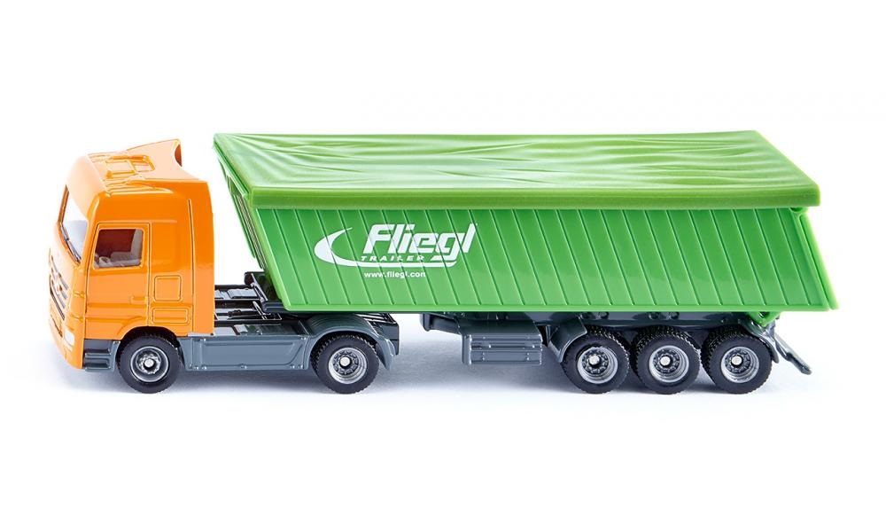 Siku 1796 - Camion con Semirimorchio a Cassone Ribaltabile 1:87 in Metallo e Plastica, Verde e Arancione