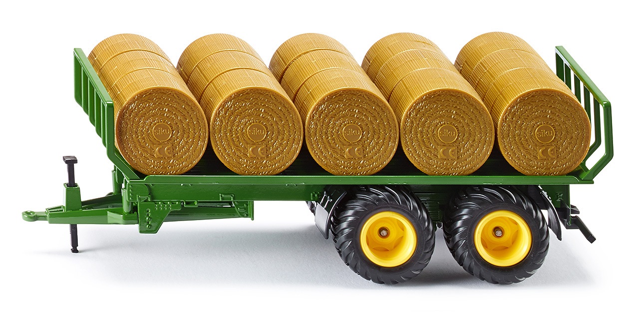 Siku Rimorchio per Rotoballe 1:32 in Metallo e Plastica Verde con 15 Rotoballe Incluse