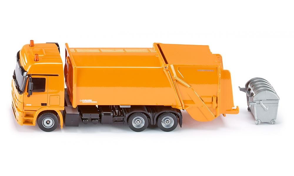Siku 2938 Camion della Spazzatura 1/50 in Metallo e Plastica Verde e Bianco con Parte Posteriore Apribile e Bidone della Spazzatura