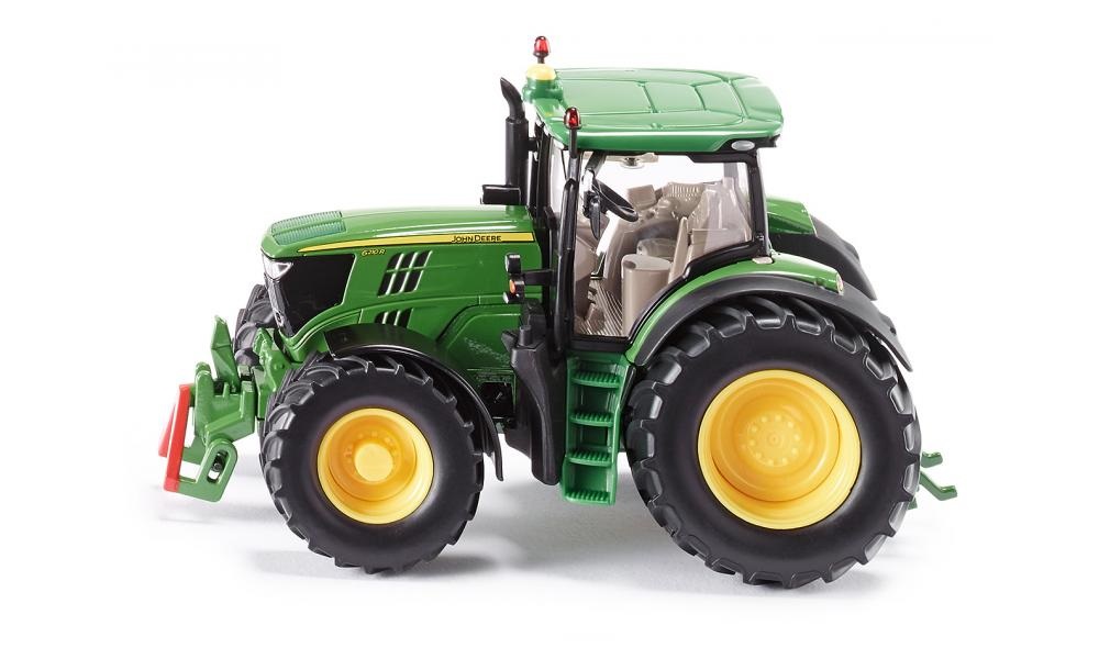 Siku Trattore John Deere 6210R 1:32 in Metallo e Plastica Verde con Sterzatura Ackermann e Gancio di Traino