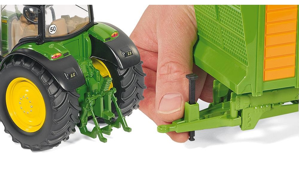 Siku Trattore John Deere 6210R 1:32 in Metallo e Plastica Verde con Sterzatura Ackermann e Gancio di Traino