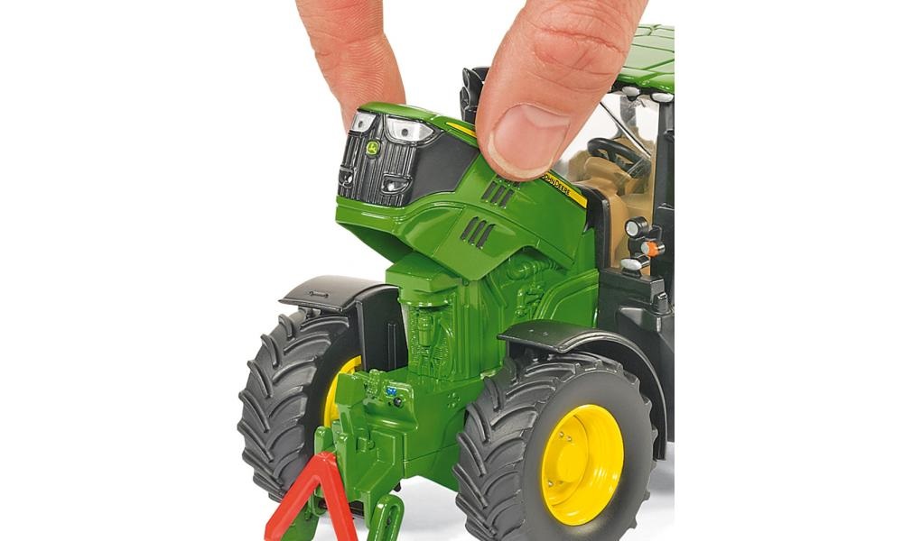 Siku Trattore John Deere 6210R 1:32 in Metallo e Plastica Verde con Sterzatura Ackermann e Gancio di Traino