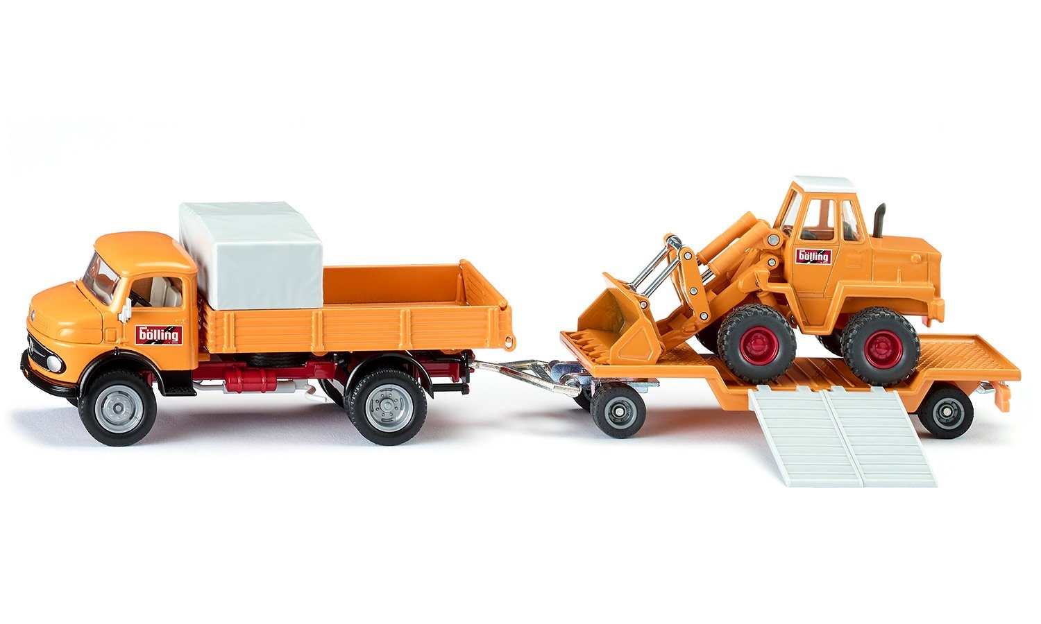 Siku 4117 Modellino Camion Mercedes-Benz 710 con Pala Gommata Kramer 411 Bölling - Scala 1:50, Metallo e Plastica, Giallo, Parti Mobili