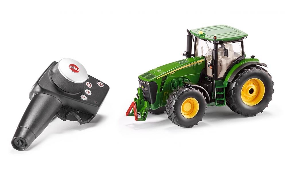 Siku JD 8345R - Trattore telecomandato 1:32 in Metallo e Plastica, Verde, con Telecomando incluso e Compatibile con accessori
