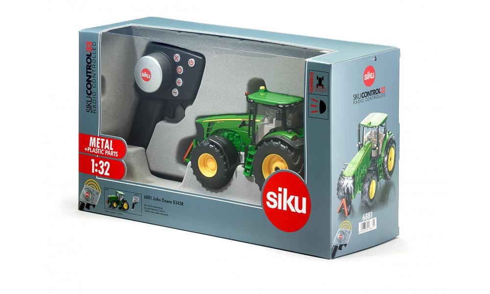 Siku JD 8345R - Trattore telecomandato 1:32 in Metallo e Plastica, Verde, con Telecomando incluso e Compatibile con accessori