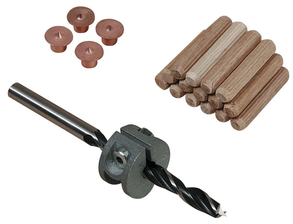Wolfcraft 2917000 Set per Spinatura 8mm - 28 Pezzi con Punta per Legno e Arresto di Profondità