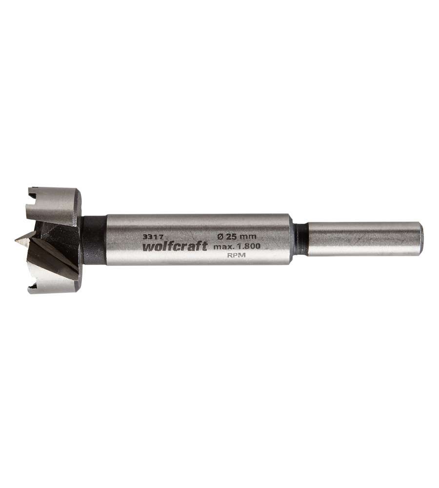 WOLFCRAFT Punta Forstner 3317000 - Foratura Legno Ø 25 mm, Lunghezza 90 mm, con e senza Limitazione di Profondità