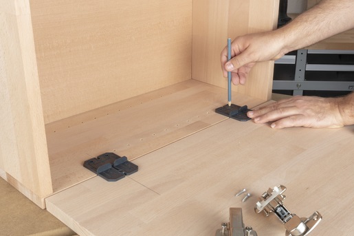 wolfcraft Set di Montaggio per Cerniere Ø 26 mm - 5 Pezzi con Dime per Foratura