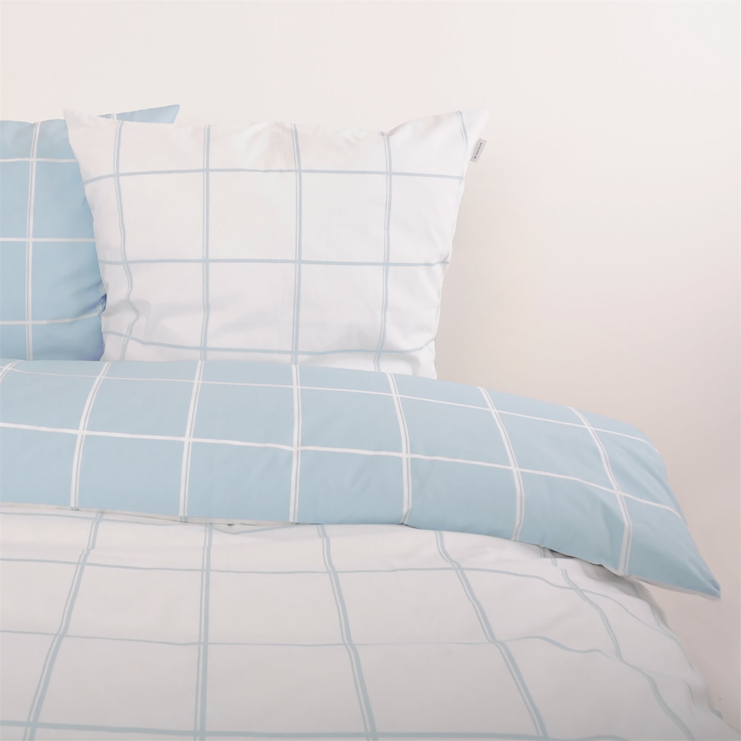 TOM TAILOR Biancheria da Letto a Quadri Blu e Bianchi in Cotone Renforce, 2 Federe 80x80 cm Lenzuolo 200x220 cm