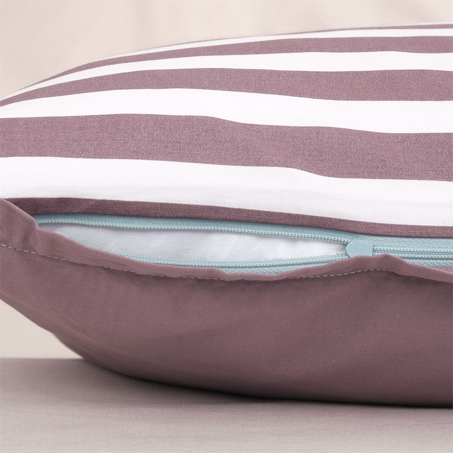 TOM TAILOR Biancheria da letto in cotone 200x220 cm con righe viola erica e federe 80x80 cm, traspirante e reversibile
