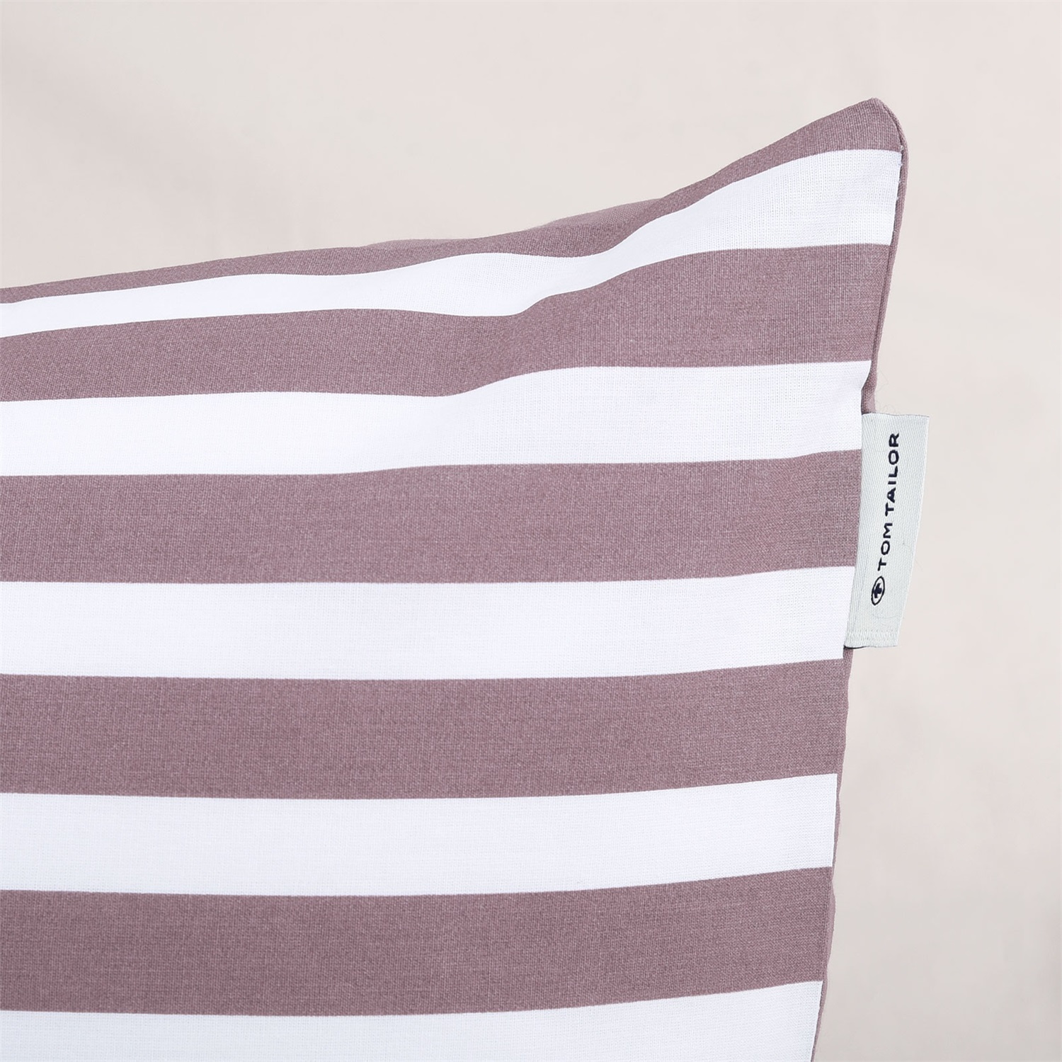 TOM TAILOR Biancheria da letto in cotone 200x220 cm con righe viola erica e federe 80x80 cm, traspirante e reversibile