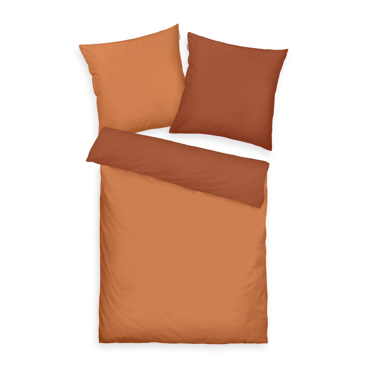 TOM TAILOR Biancheria da Letto in Cotone/Satin Corallo Caldo, 2 Federe 80x80 cm e Lenzuolo 200x220 cm con Zip Colorata