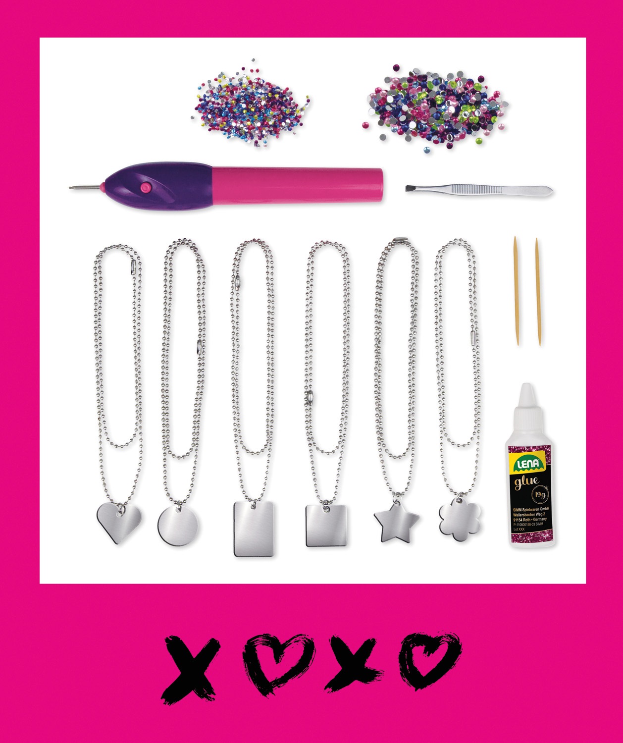 LENA - Set Gioielli in Metallo con Ciondoli, Incisore e Strumenti Creativi per Bambini a Partire dagli 8 Anni