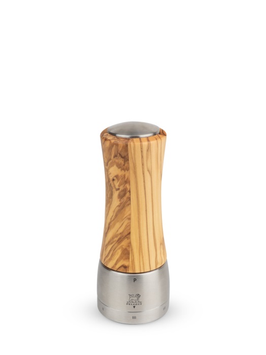 Peugeot Madras 36140 - Macinapepe Manuale in Legno d'Ulivo, Altezza 16 cm, Acciaio Inossidabile