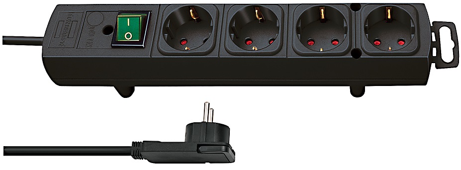 Brennenstuhl 1153100100 Presa Multipla Comfort-Line Plus 2 m 4 Prese AC Interno Nero con Design a 90°