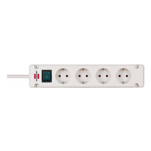 Brennenstuhl 1150650124 Prolunga Multipla 1,5 m con 4 Prese AC Interno Bianco, Design Ad Angolo, IP20