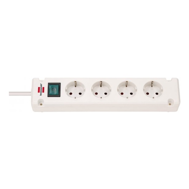 Brennenstuhl 1150650124 Prolunga Multipla 1,5 m con 4 Prese AC Interno Bianco, Design Ad Angolo, IP20