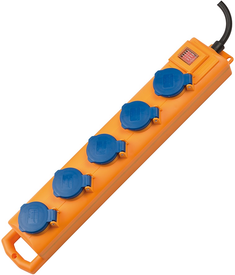 Brennenstuhl 1159900205 Prolunga Multipla Esterno 5 Prese AC 2m Blu e Giallo con Grado di Protezione IP54