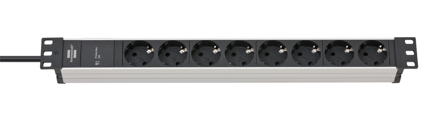Brennenstuhl Alu-Line - Ciabatta Elettrica Multipla 2 m con 8 Prese AC Interno, Protezione IP20, Alluminio e Plastica, Nero/Argento