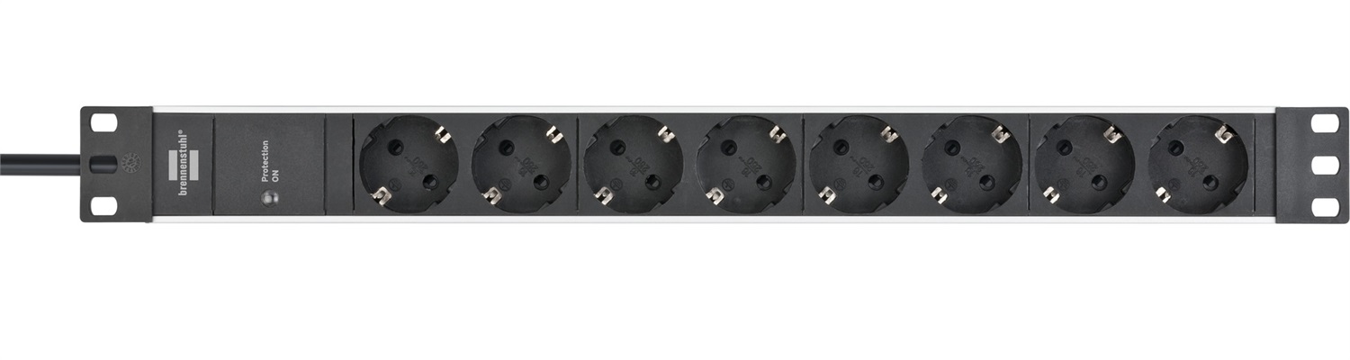 Brennenstuhl Alu-Line - Ciabatta Elettrica Multipla 2 m con 8 Prese AC Interno, Protezione IP20, Alluminio e Plastica, Nero/Argento