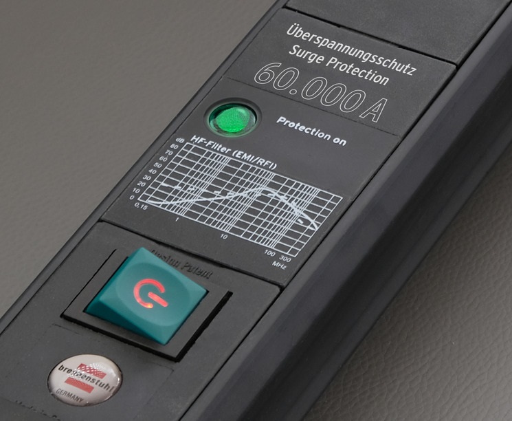 Brennenstuhl Premium-Line 1951160401 - Prolunga e Multipla 6 Prese AC Interno 3 m con Protezione contro le Sovratensioni e Interruttore, Nero