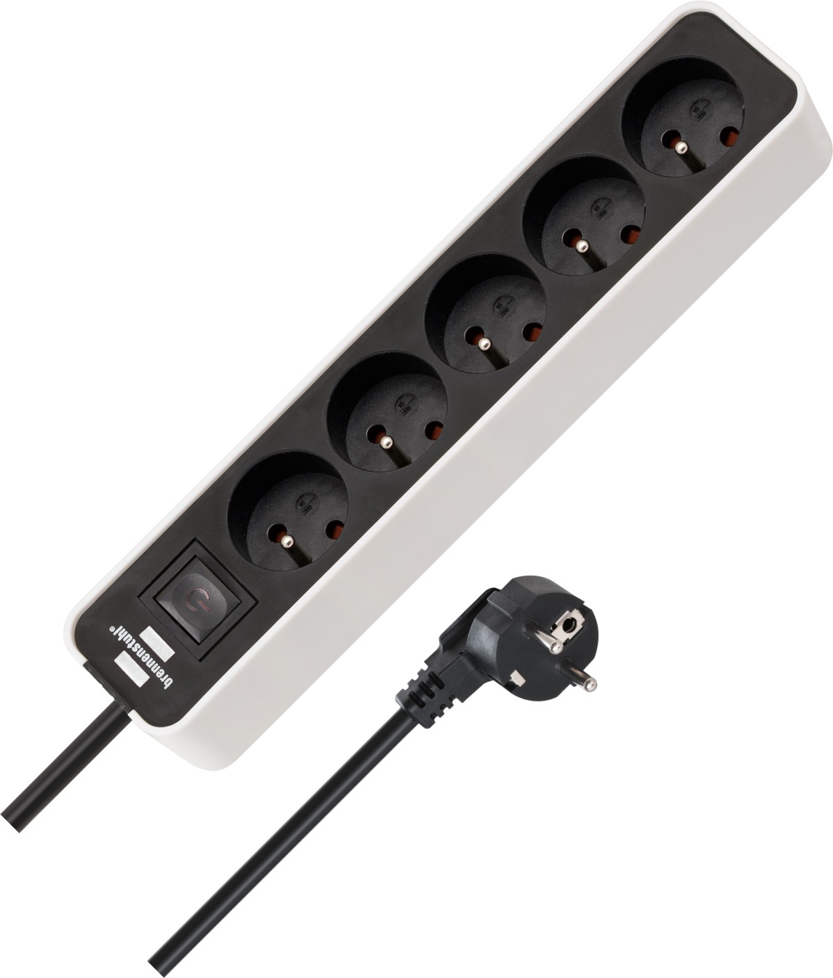 Brennenstuhl 1153254520 - Prolunga Multipla 5 m con 5 Prese AC Interno, Colore Nero e Bianco, IP20