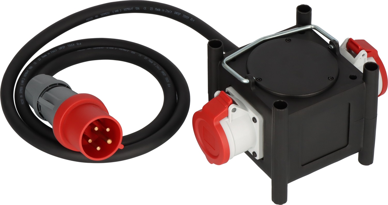 Brennenstuhl Distributore di corrente in gomma IP44 2 m con 2 prese CEE 400 V/32 A per uso esterno e cantiere