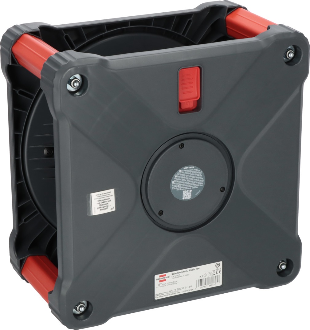 Brennenstuhl Avvolgicavo Professionale per Cantiere KA 3200 5 IP44 con 33 m di Cavo H07RN-F 3G2,5 e 5 Prese di Sicurezza