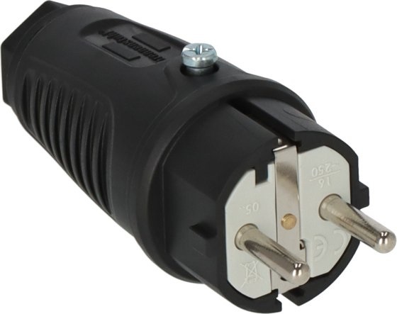 Brennenstuhl Presa Elettrica Type E/F in Gomma Nera IP54 - 230V, 16A, Adatta per Uso Esterno