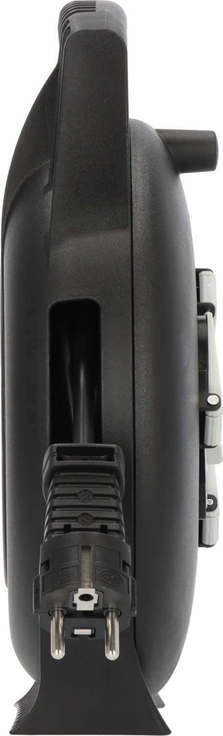 Brennenstuhl Avvolgicavo Vario Line 10m con 3 Prese AC e Ricarica USB - Interno, Nero