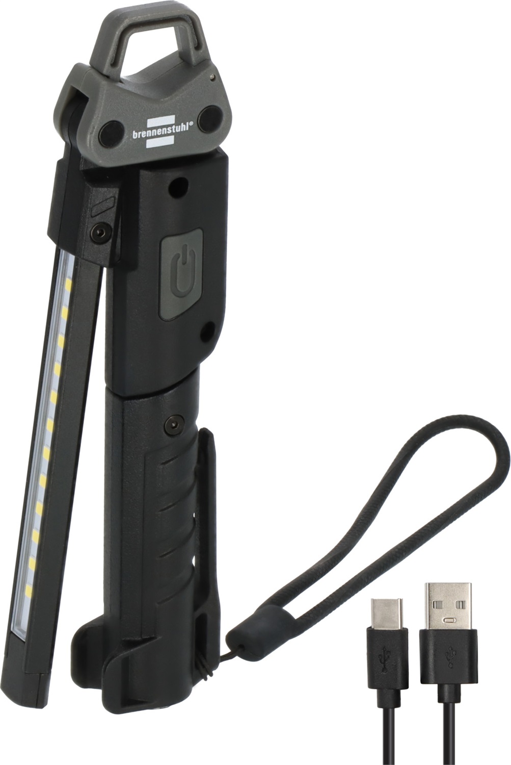 Brennenstuhl HL 400 AC Lampada da Lavoro a LED Pieghevole con Batteria Ricaricabile, 400 Lumen, 3 Sorgenti Luminose Personalizzabili, Durata Massima 6 Ore, Cavo USB C Incluso