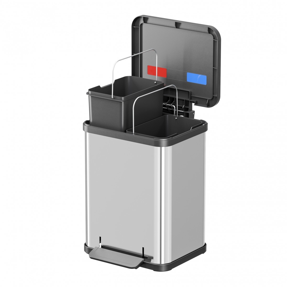 Hailo Öko Duo Plus 22 - Bidone a Pedale per Raccolta Differenziata, 2 x 11 Litri, Acciaio Inox, Coperchio Soft Close
