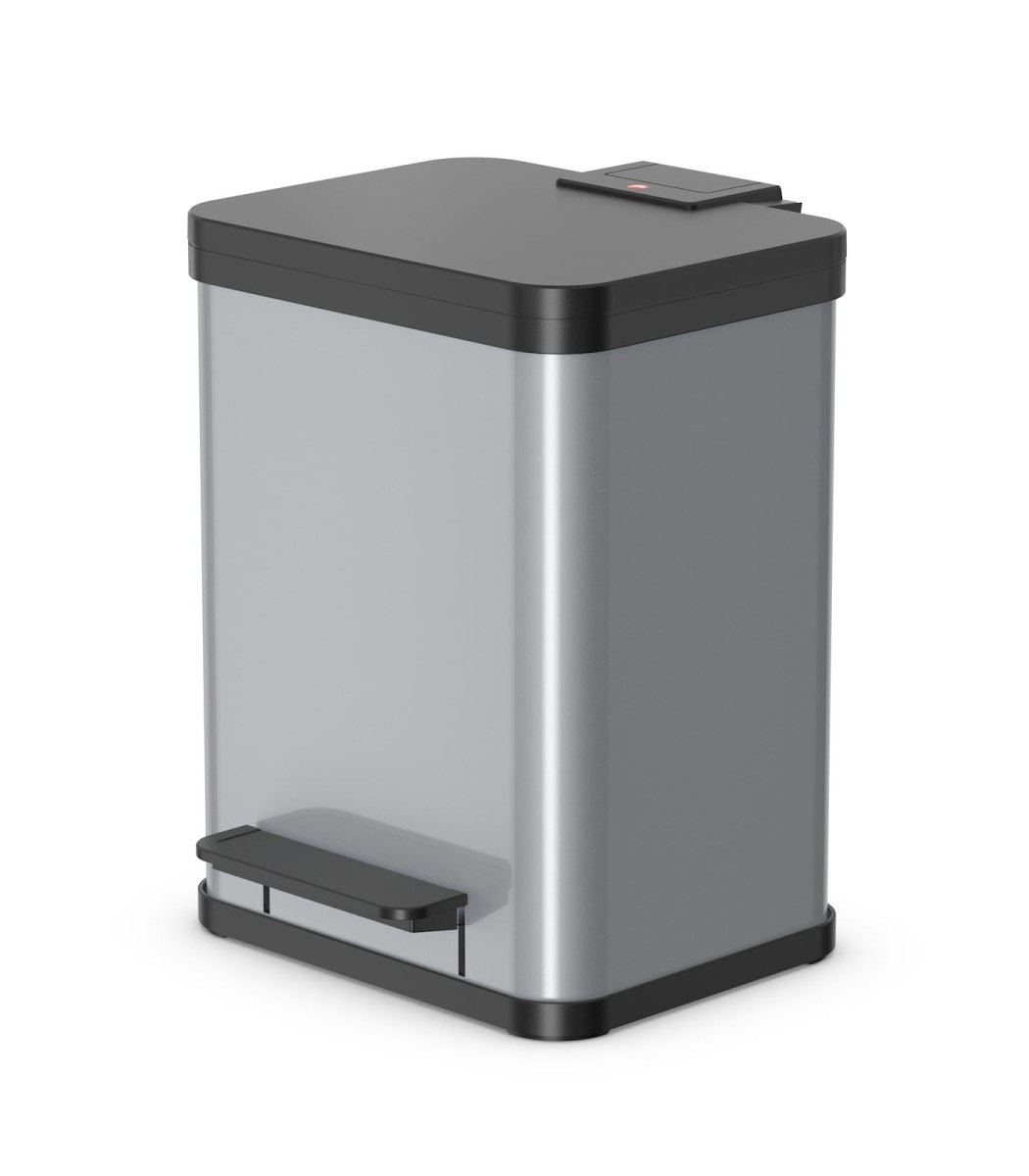 Hailo Öko Duo Plus 22 - Bidone per Raccolta Differenziata 2 x 11 Litri in Acciaio Argento con Coperchio Soft Close