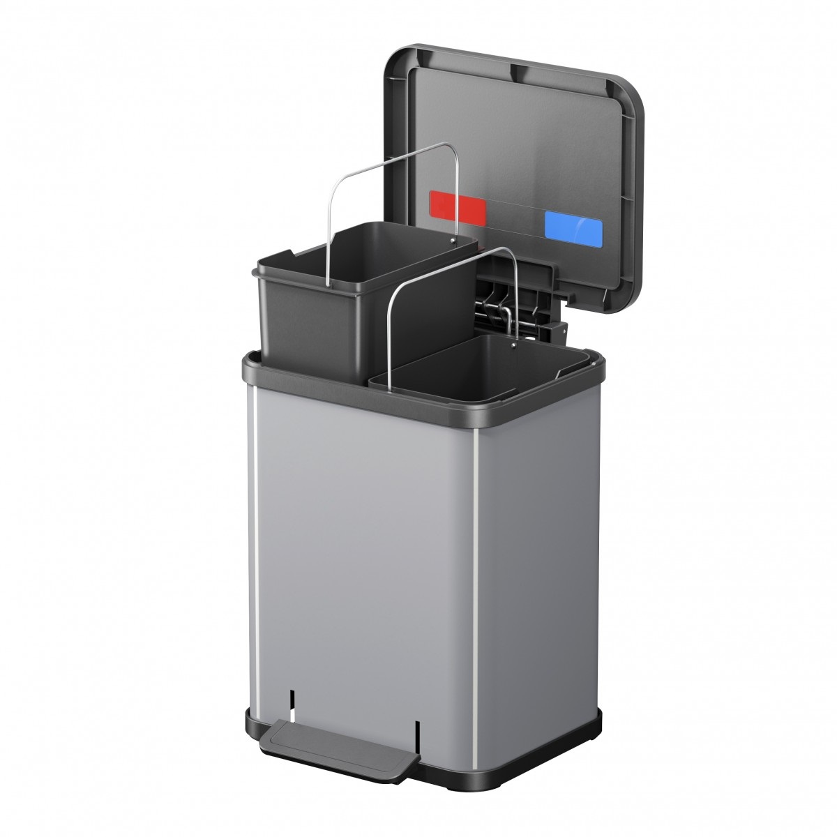 Hailo Öko Duo Plus 22 - Bidone per Raccolta Differenziata 2 x 11 Litri in Acciaio Argento con Coperchio Soft Close