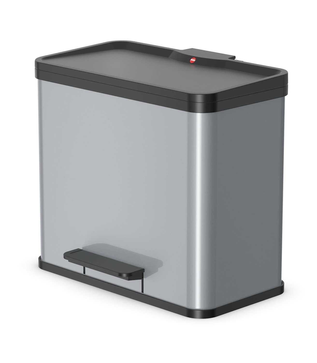 Hailo Öko duo Plus 30 Pattumiera per Raccolta Differenziata, 19 11 Litri, in Lamiera d'Acciaio Argento con Chiusura Soft Close