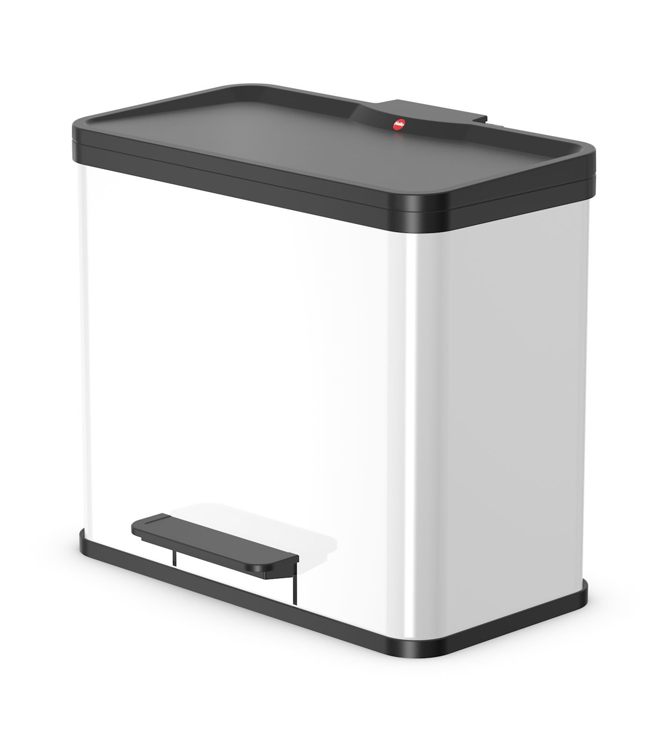 Hailo ÖKO DUO PLUS L Bidone a Pedale 26L in Acciaio Inox Nero e Bianco per Raccolta Differenziata
