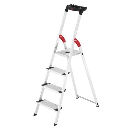 Hailo XXL Scala Domestica in Alluminio con 5 Gradini XXL, Vassoio di Stoccaggio, Capacità di Carico Fino a 150 kg