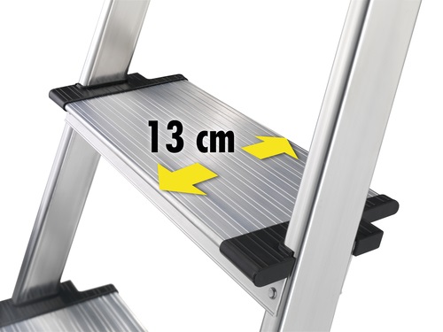Hailo XXL EasyClix Ladder - Scaletta in Alluminio Argento, 8 Gradini, Altezza di Lavoro Max. 345 cm, Portata 150 kg