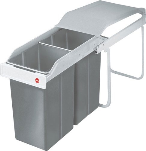 Hailo Multi-Box Duo L - Cestino Integrato 2x14L Bianco/Zinco per Raccolta Differenziata