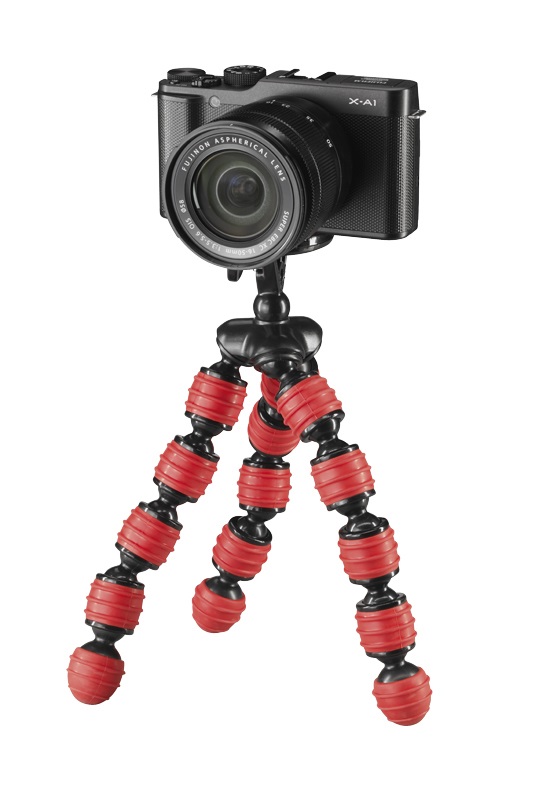 Cullmann Alpha 350 Mini Treppiede Flessibile Rosso - Massima Estensione 23 cm, Capacità di Carico 1 kg, Testa a Sfera