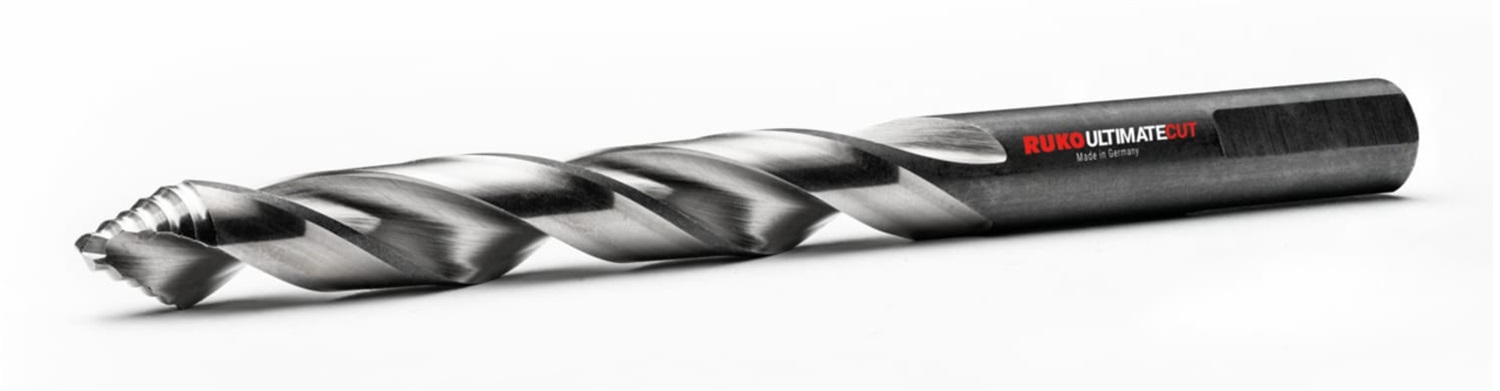 RUKO Brocca Elicoidale FLOWSTEP HSS-G 9 mm - Punta 118°, Gambo a 3 Facce, Taglio Destrorso