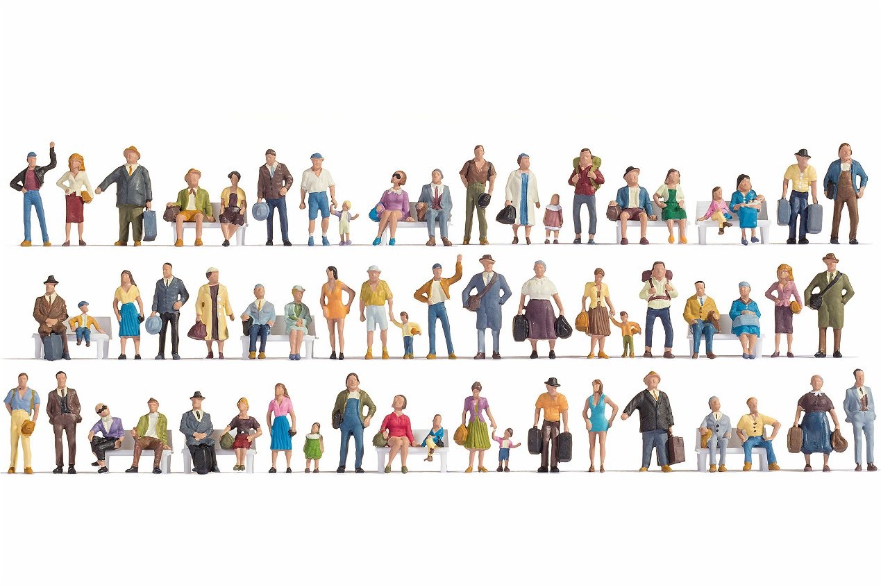 Noch Set di Figure Mega Economy H0/OO - 60 Pezzi per Modellismo