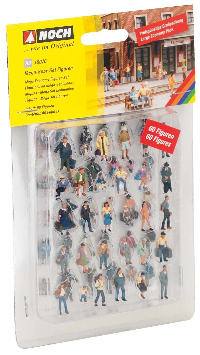 Noch Set di Figure Mega Economy H0/OO - 60 Pezzi per Modellismo