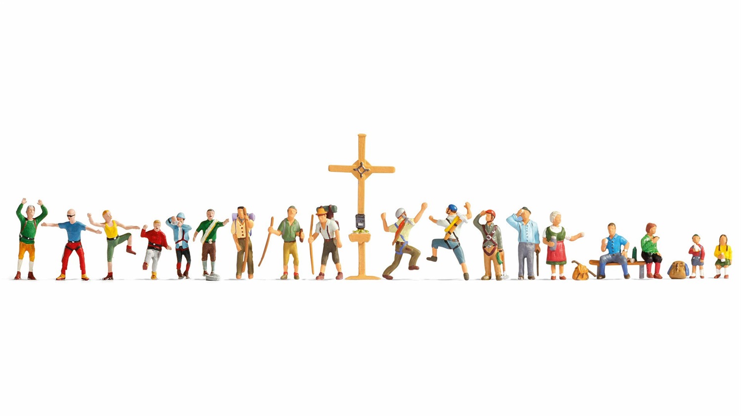 NOCH 16140 Set di Figure XL in Scala 1:87 (H0) - 18 Personaggi Colorati a Mano e Sostenibili
