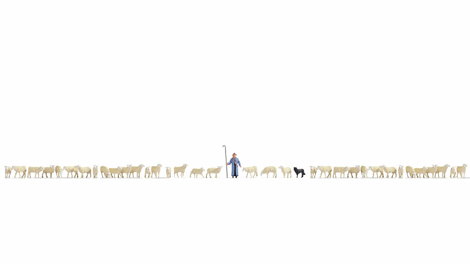 NOCH 16162 - Set XL di Figure con Pecora e Pastore, 37 Personaggi Colorati a Mano, Scala 1:87 (H0)