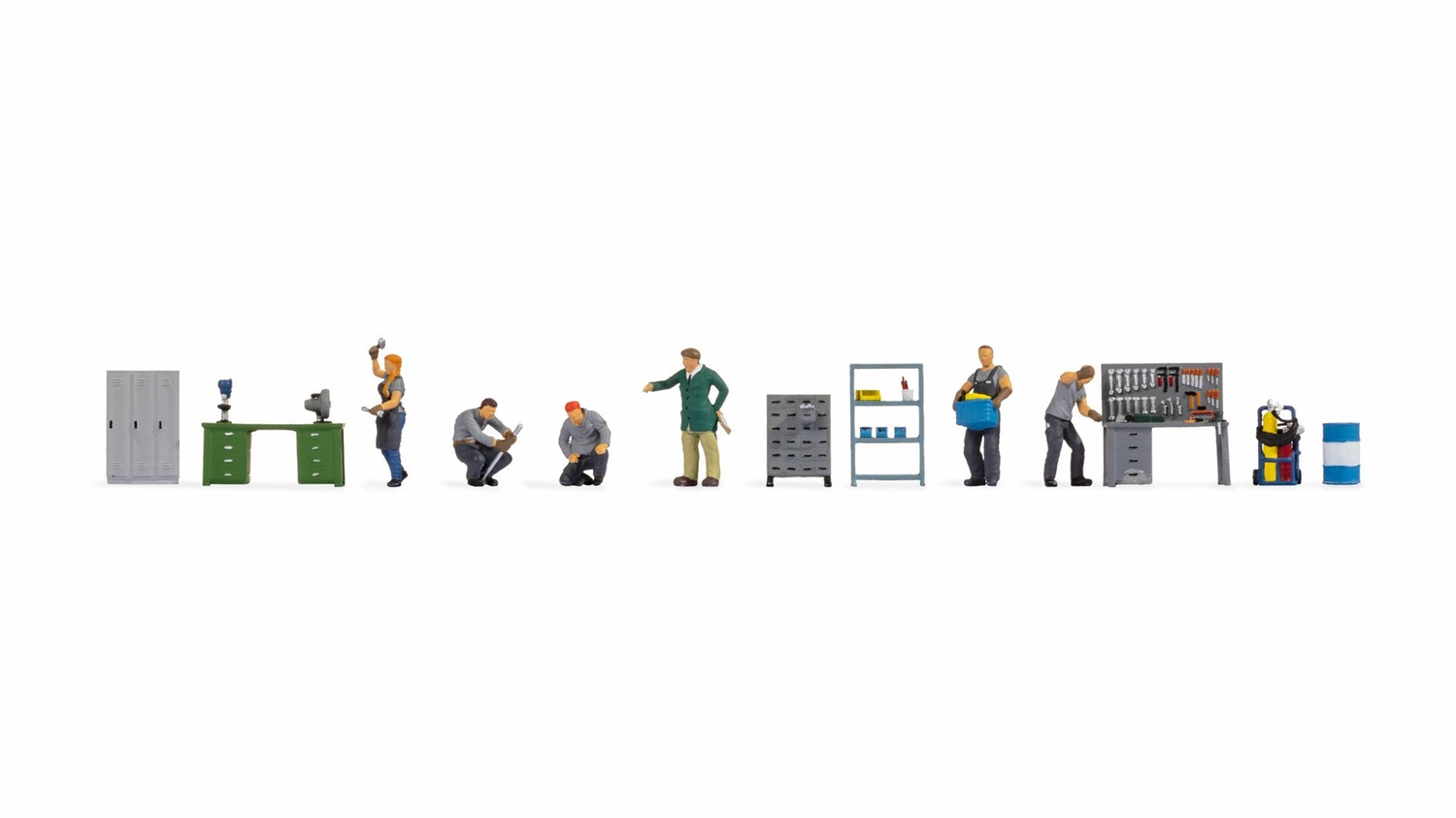 Noch 16250 - Personaggi a Tema Officina Multicolore con 6 Modellini e Accessori in Alta Qualità