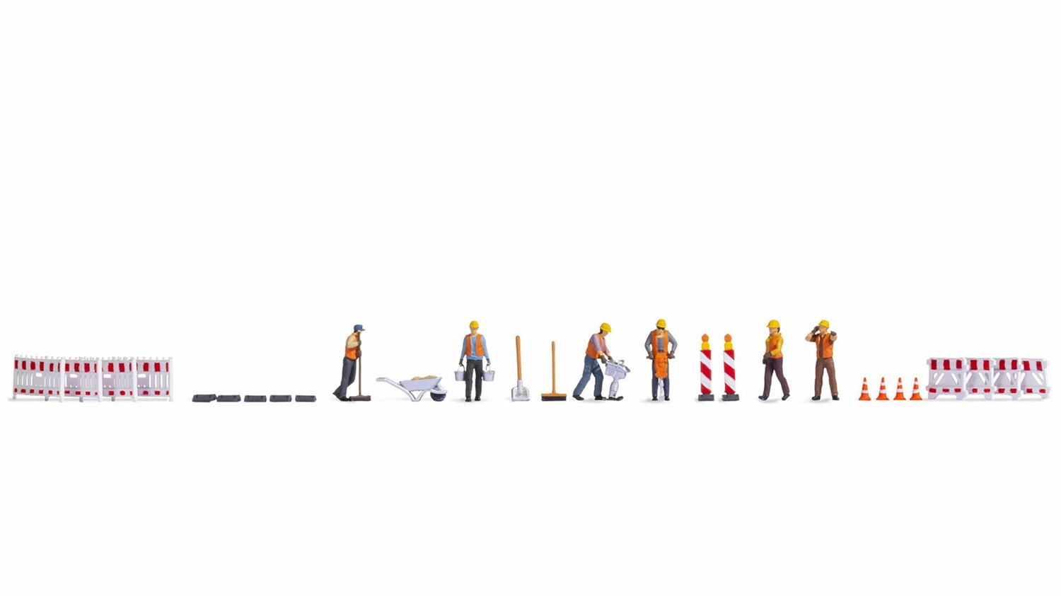 NOCH 16262 - Set Personaggi a Tema Lavori Stradali in Scala OO/HO con 6 Operai Edili e Accessori