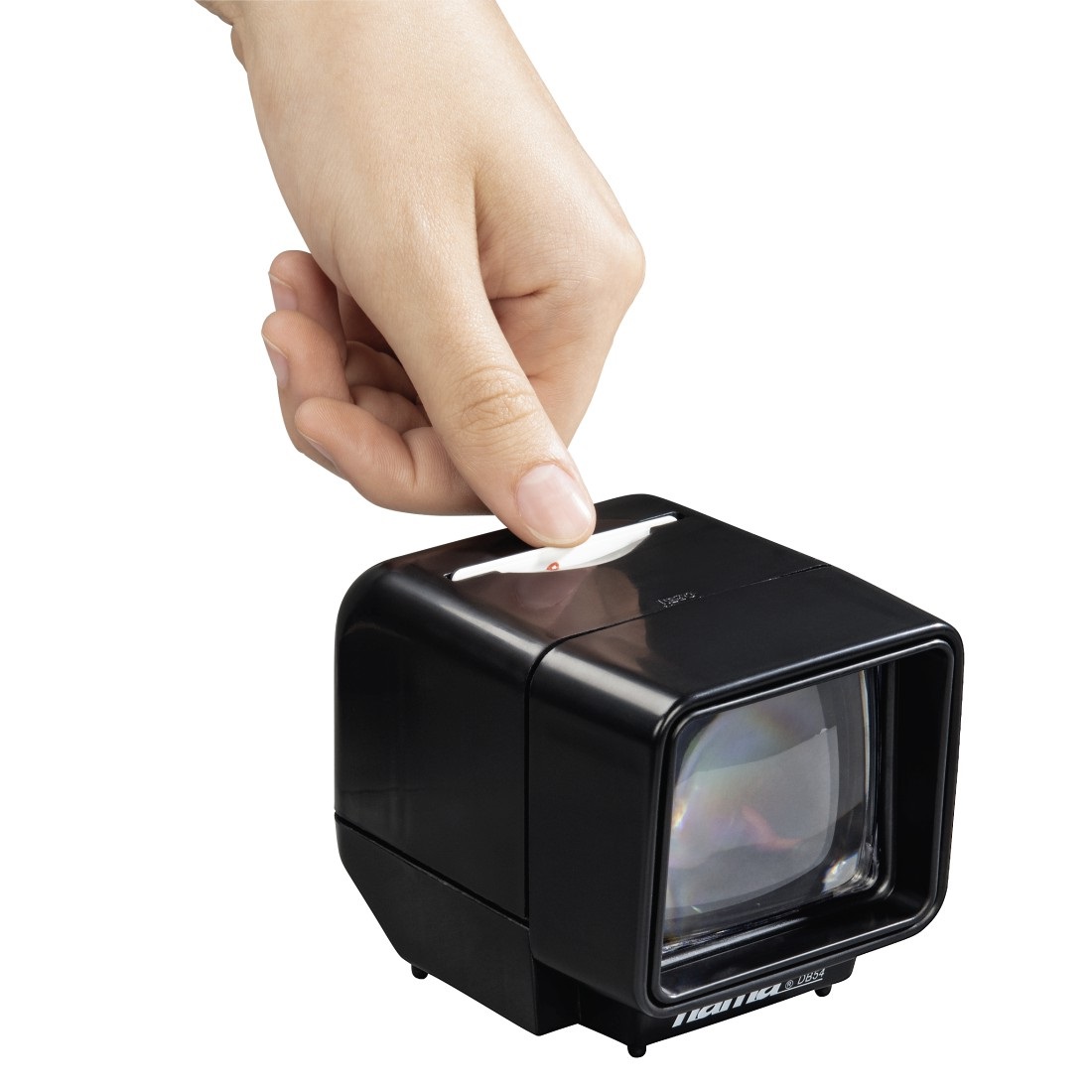 Hama Proiettore di Diapositive LED 3x - Visualizzatore Compatto per Diapositive 5x5 cm con Piedino Inclinabile